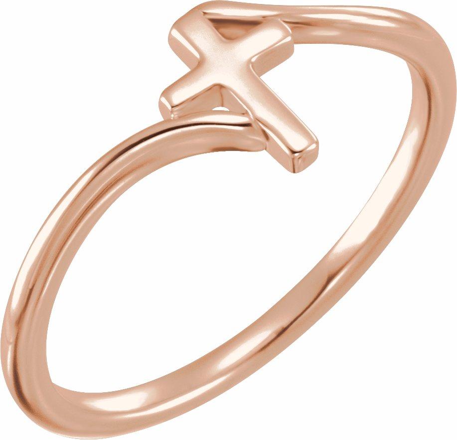 14k rose cross bypass ring  