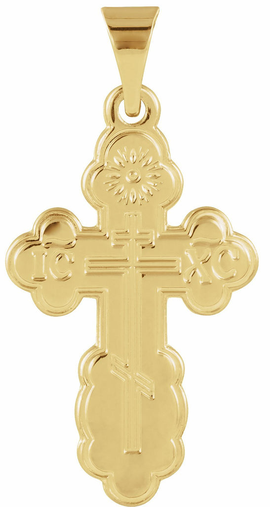 14k yellow 19x13 mm st. olga orthodox cross pendant