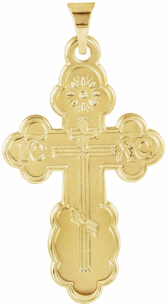 14k yellow 26x17 mm st. olga orthodox cross pendant