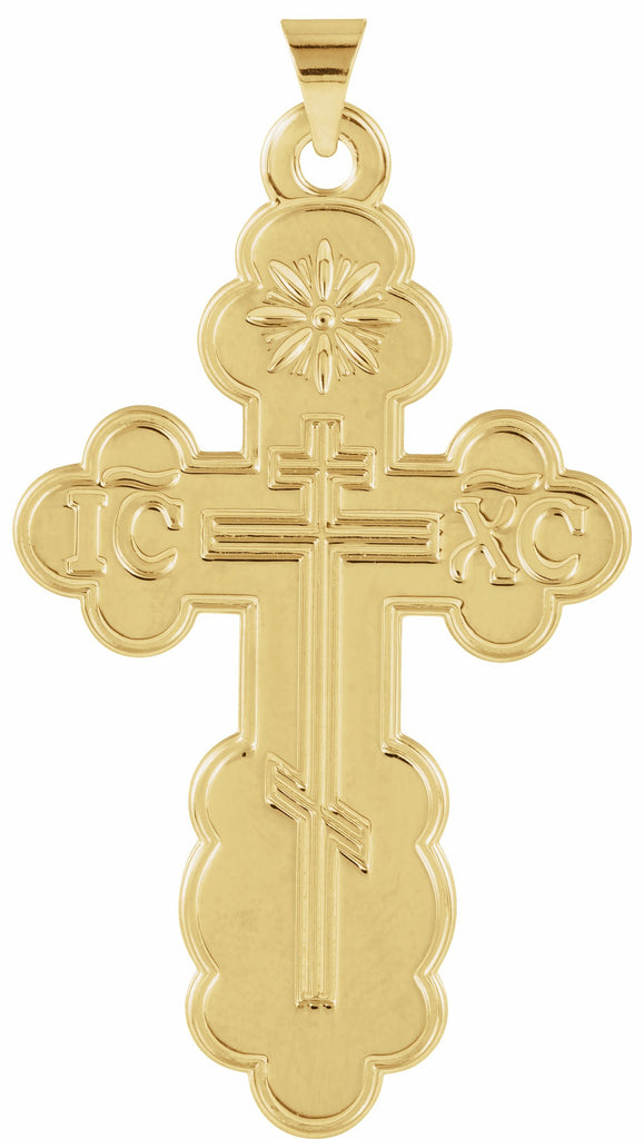 14k yellow 40x26 mm st. olga orthodox cross pendant