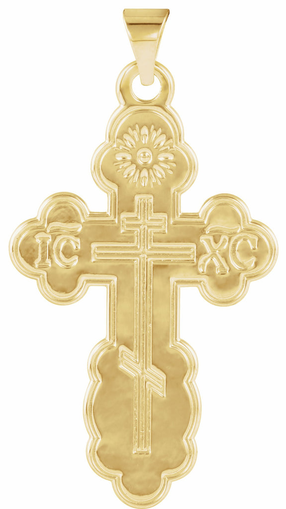 14k yellow 32x21 mm st. olga orthodox cross pendant