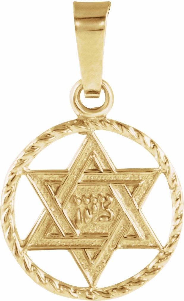14k yellow 14x11 mm star of david pendant