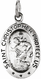 sterling silver 24x16 mm oval st. christopher pendant  