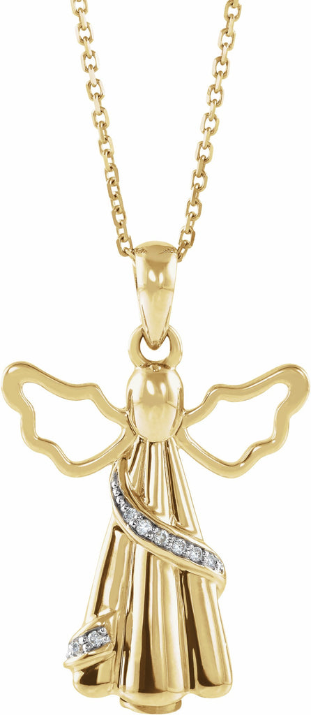 10k yellow .03 ctw diamond angel ash holder 18" necklace