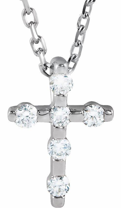 14k white .08 ctw diamond cross 16-18" necklace  