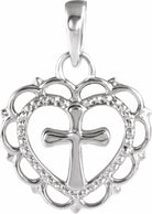 sterling silver youth heart with cross pendant