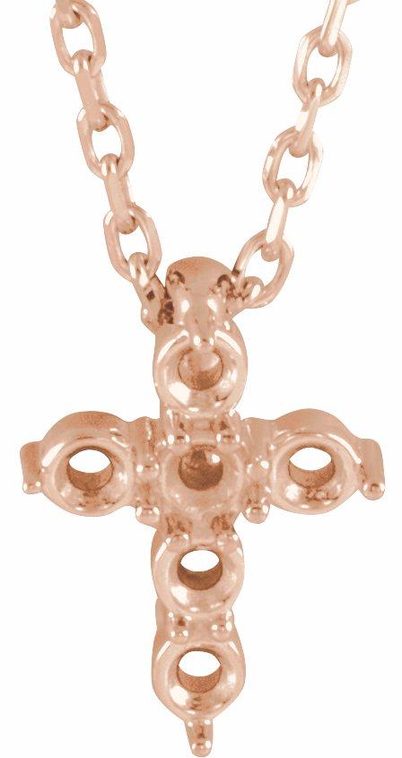 14k rose 10.2x7.9 mm cross 16-18" necklace mounting