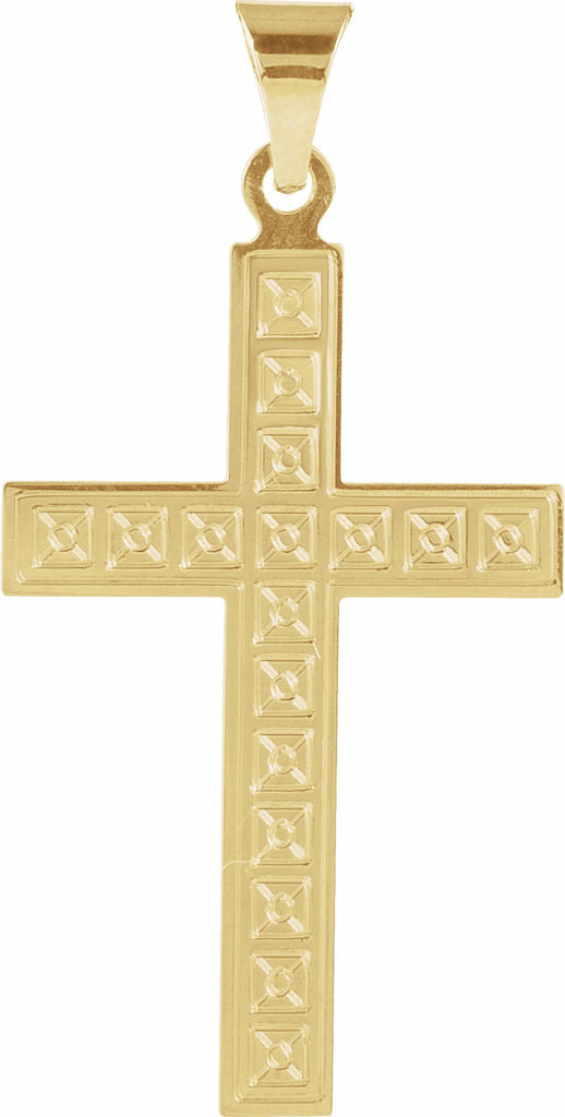 14k yellow 28x18 mm geometric cross pendant