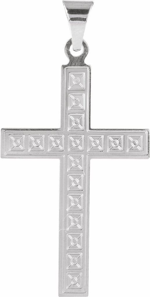 14k white 28x18 mm geometric cross pendant