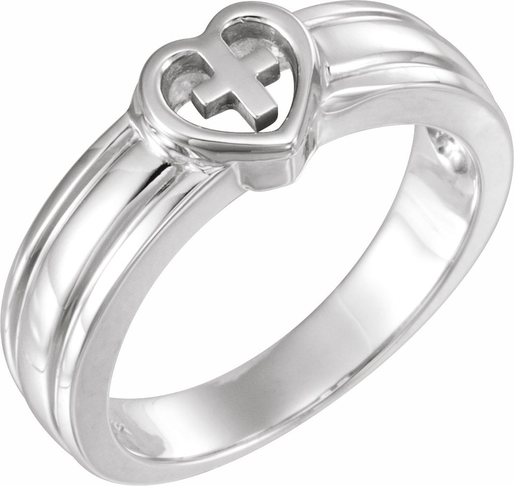 continuum sterling silver heart & cross ring