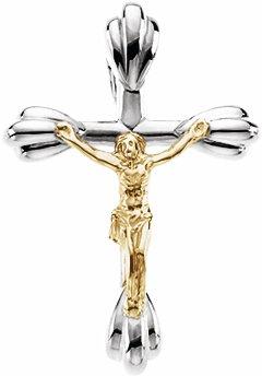 sterling silver & 14k yellow crucifix pendant 