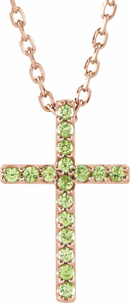 14k rose peridot petite cross 16" necklace 