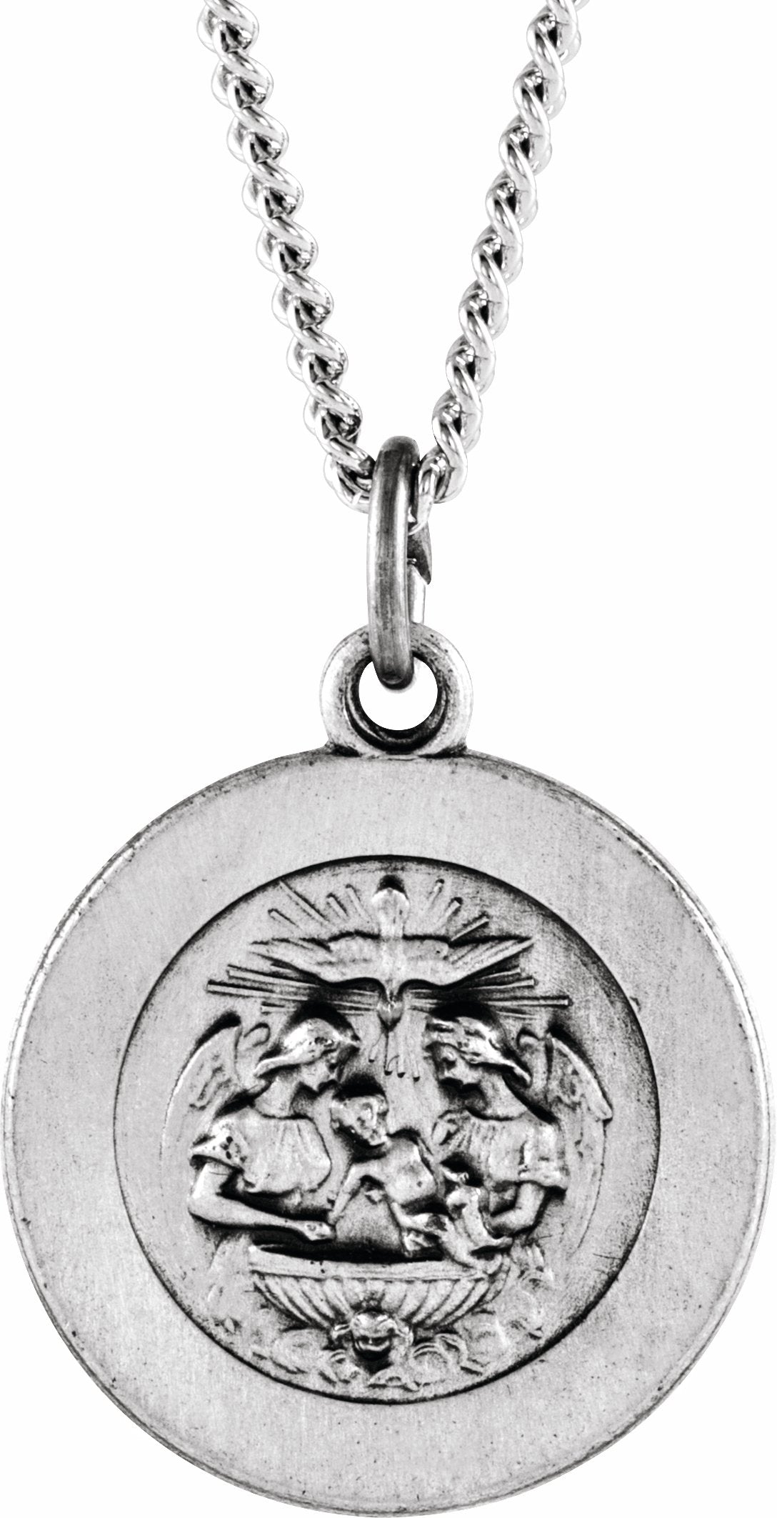 sterling silver 18 mm baptism medal 18" necklace  