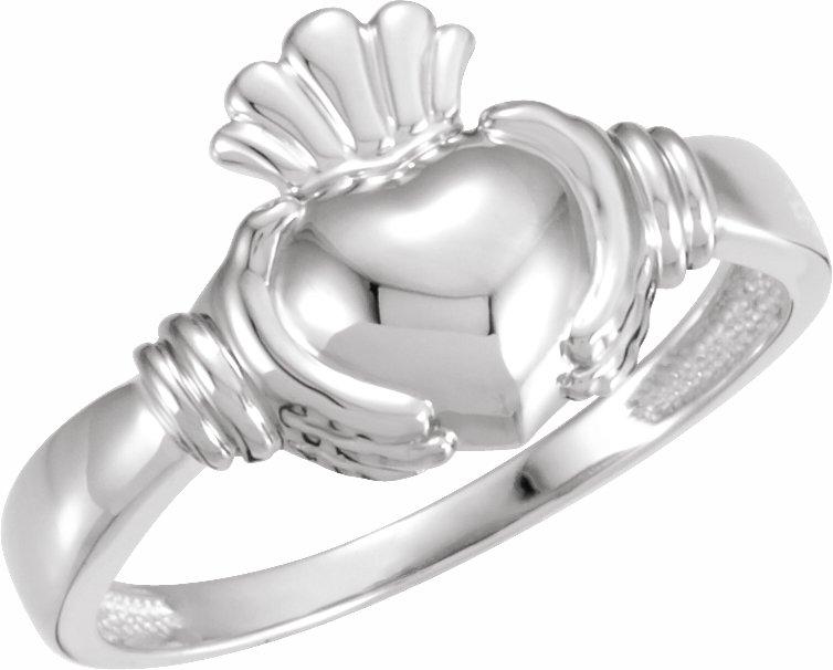 14k white claddagh ring size 7