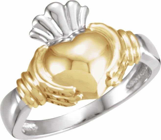 14k white/yellow claddagh ring size 11