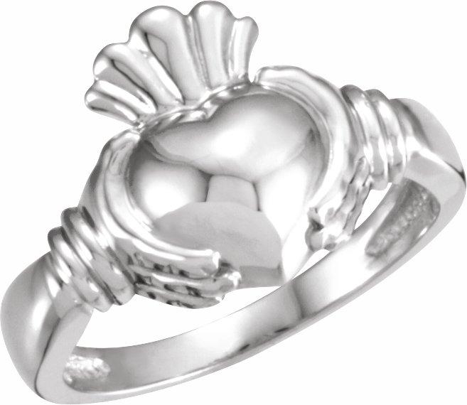 14k white claddagh ring size 11