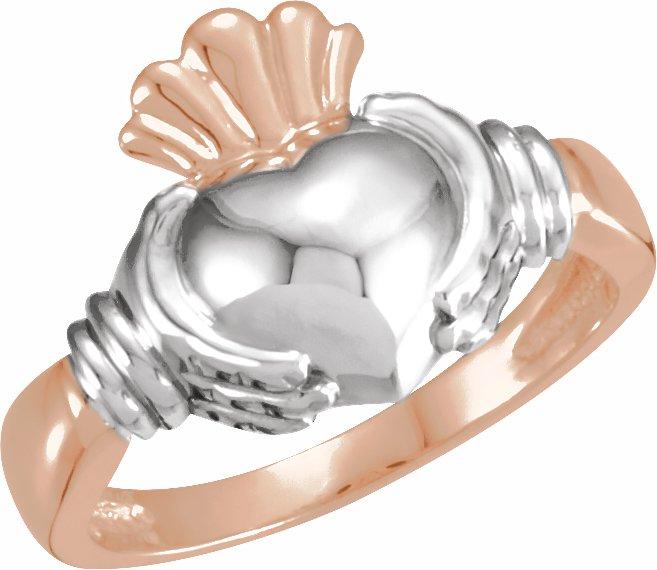 14k rose/x1 white claddagh ring size 7