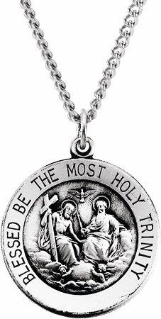 sterling silver 18 mm round holy trinity 18" necklace