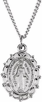 sterling silver 13x11 mm miraculous medal 18" necklace  