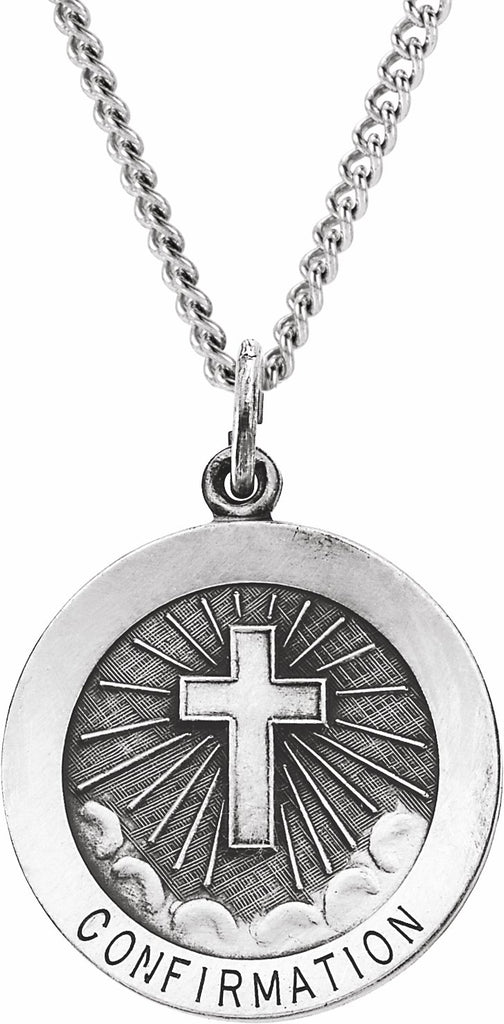 sterling silver 22 mm confirmation medal with cross 24" necklace