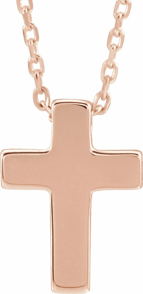 14k rose petite cross 16-18" necklace  