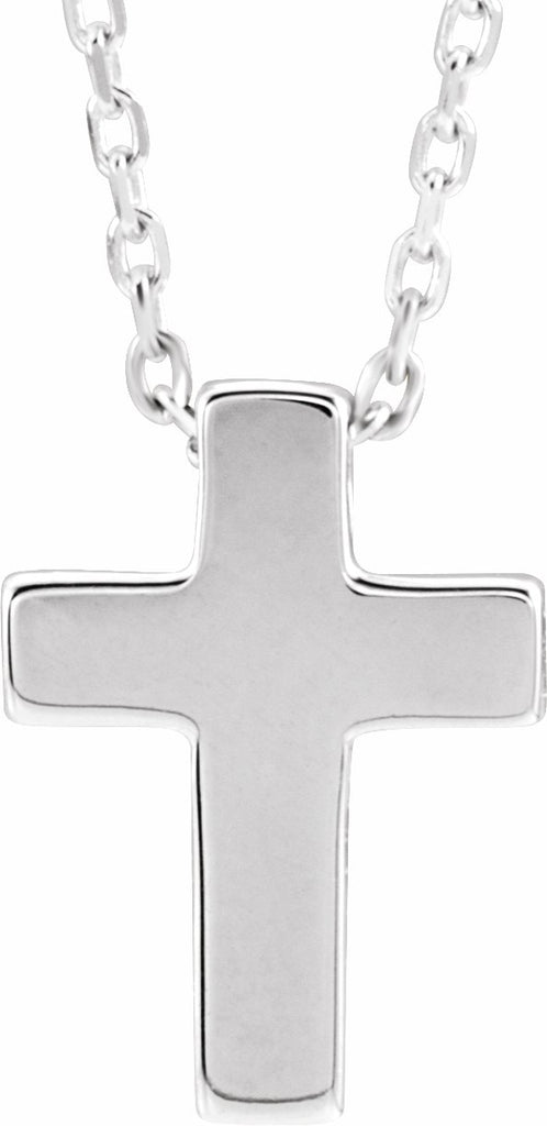 14k white petite cross 16-18" necklace  