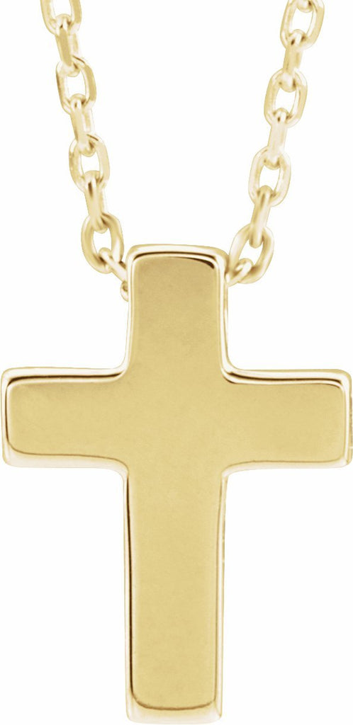 14k yellow petite cross 16-18" necklace  