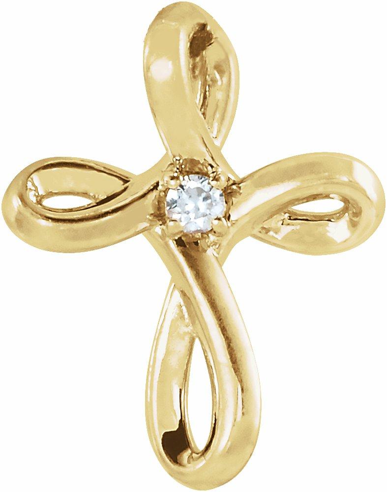 14k yellow .02 ctw diamond cross pendant 