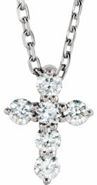 sterling silver 8.7x6.6 mm 1/6 ctw diamond cross 16-18" necklace