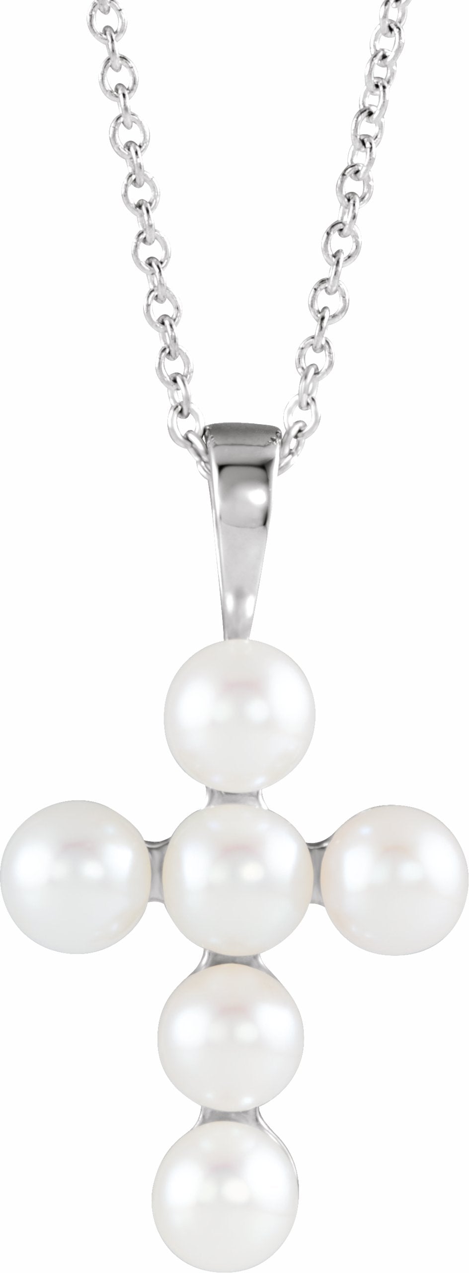 sterling silver freshwater cultured pearl cross 16-18" necklace  