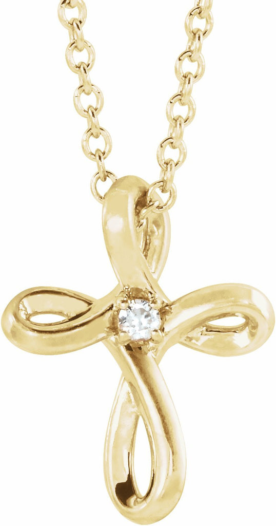 14k yellow .015 ctw diamond cross 16-18" necklace 