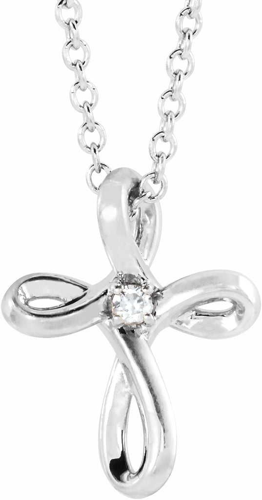 platinum .015 ctw diamond cross 16-18" necklace 