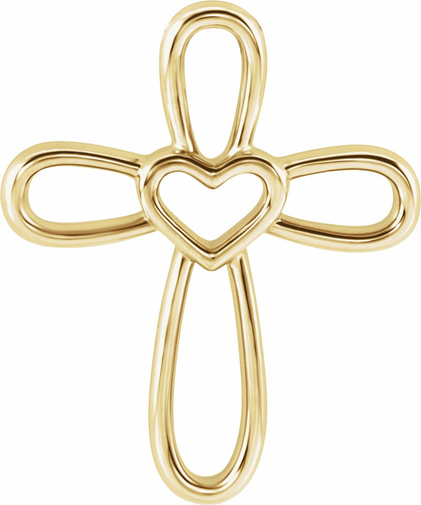 14k yellow cross with heart pendant 