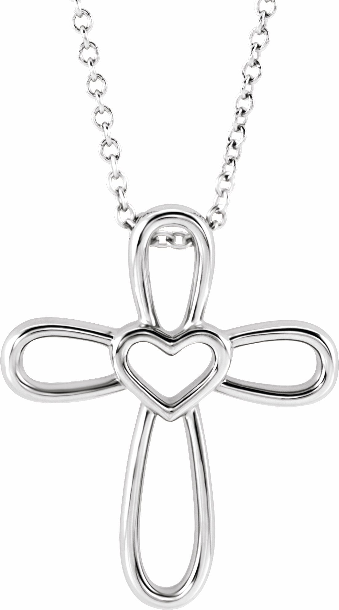 sterling silver cross with heart 16-18" necklace 