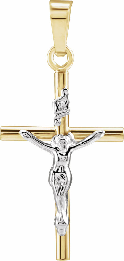 14k yellow & white 20x13 mm crucifix pendant