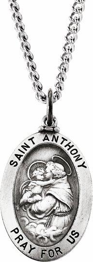 sterling silver 23.25x16 mm st. anthony of padua medal necklace