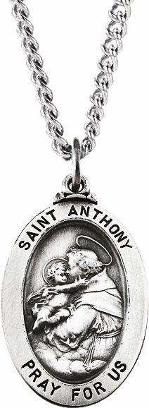 sterling silver 25x17.75 mm st. anthony of padua medal necklace  