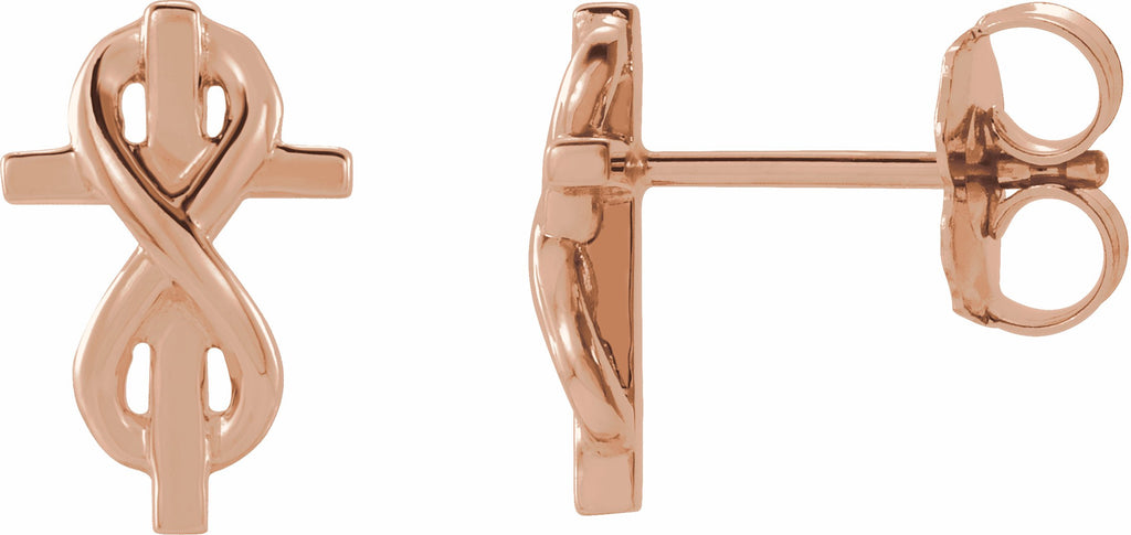 14k rose infinity-inspired cross earrings  