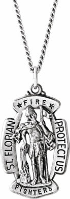 sterling silver 30x20 mm st. florian medal necklace  