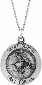 sterling silver 18 mm round st. george medal 18" necklace