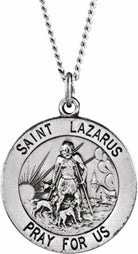 sterling silver 18 mm round st. lazarus medal necklace 