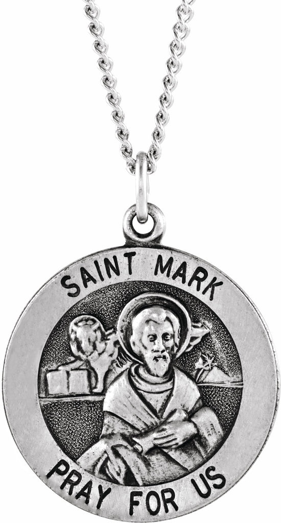 sterling silver 18 mm round st. mark necklace