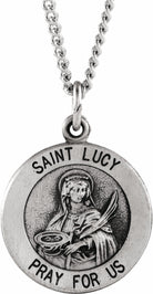 sterling silver 15 mm round st. lucy medal necklace   