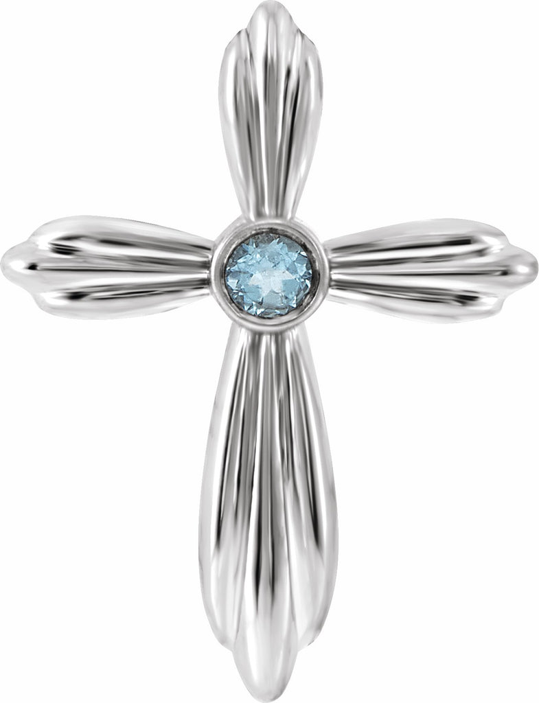 sterling silver aquamarine cross pendant     