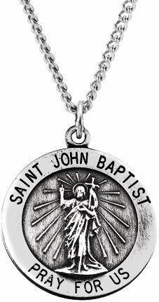 sterling silver 18 mm round st. john the baptist necklace 