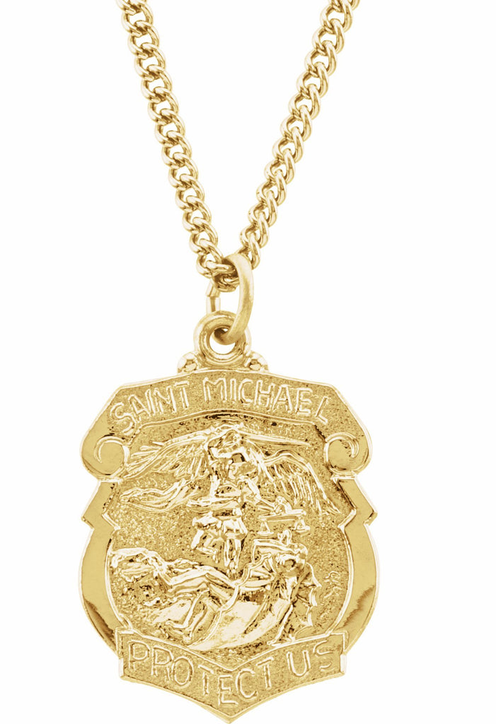 24k gold plated 28.6x20.87 mm st. michael 24" necklace