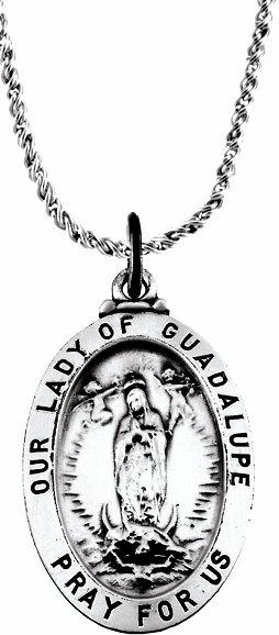 sterling silver 29x20 mm oval our lady of guadalupe medal necklace 