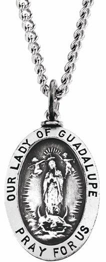 sterling silver 24x16 mm oval our lady of guadalupe medal necklace 