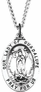 sterling silver 25.5x18 mm oval our lady of guadalupe medal necklace 