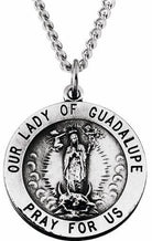 sterling silver 15 mm round our lady of guadalupe medal 18" necklace 